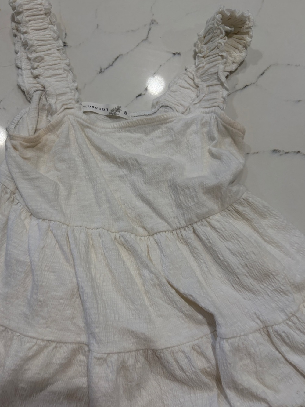 Altar'd State White Ruffled Tank Top